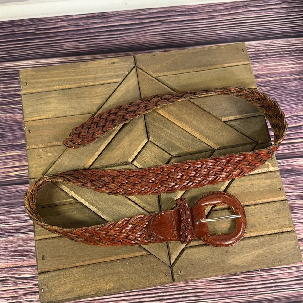 Fossil‎ Woven Leather Belt - Deep Brown